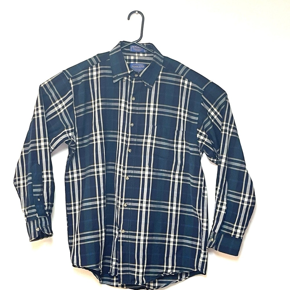 Vintage Pendleton Shirt Men's Medium Green Plaid Wool Sir Pendleton Button Up - Picture 1 of 4
